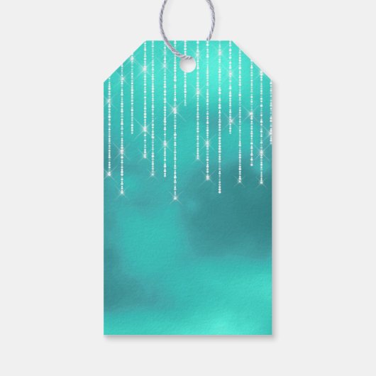 String Lights & Balloons Sweet 16 Blauwgroen ID473 Cadeaulabel (Achterkant)
