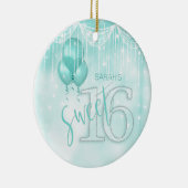 String Lights & Balloons Sweet 16 Blauwgroen ID473 Keramisch Ornament (Rechts)