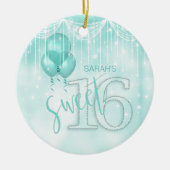 String Lights & Balloons Sweet 16 Blauwgroen ID473 Keramisch Ornament (Voorkant)
