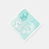 String Lights & Balloons Sweet 16 Blauwgroen ID473 Servet (Hoek)