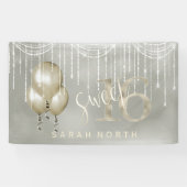 String Lights & Balloons Sweet 16 Champagne ID473 Spandoek (Horizontaal)