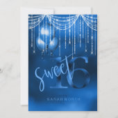 String Lights & Balloons Sweet 16 Dk Blue ID473 Kaart (Voorkant)