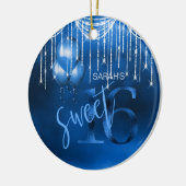 String Lights & Balloons Sweet 16 Dk Blue ID473 Keramisch Ornament (Links)
