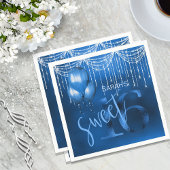 String Lights & Balloons Sweet 16 Dk Blue ID473 Servet
