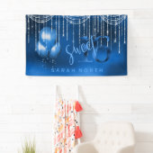 String Lights & Balloons Sweet 16 Dk Blue ID473 Spandoek (Insitu)