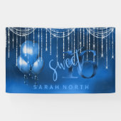 String Lights & Balloons Sweet 16 Dk Blue ID473 Spandoek (Horizontaal)