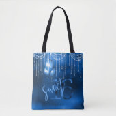 String Lights & Balloons Sweet 16 Dk Blue ID473 Tote Bag (Voorkant)