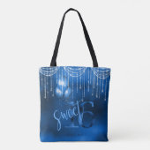 String Lights & Balloons Sweet 16 Dk Blue ID473 Tote Bag (Achterkant)