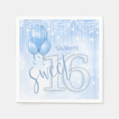 String Lights & Balloons Sweet 16 Lt. Blue ID473 Servetten (Voorkant)