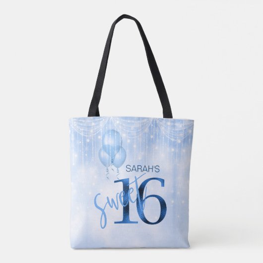 String Lights & Balloons Sweet 16 Lt. Blue ID473 Tote Bag (Achterkant)