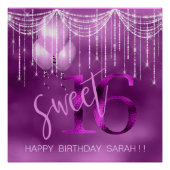 String Lights & Balloons Sweet 16 Orchid ID473 Poster (Voorkant)