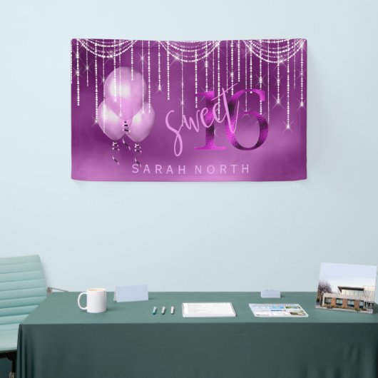 String Lights & Balloons Sweet 16 Orchid ID473 Spandoek (Beurs)