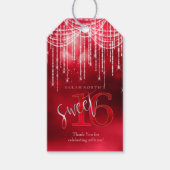String Lights & Balloons Sweet 16 Red ID473 Cadeaulabel (Voorkant)