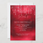 String Lights & Balloons Sweet 16 Red ID473 Kaart (Achterkant)