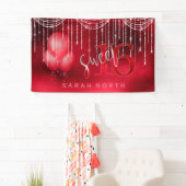 String Lights & Balloons Sweet 16 Red ID473 Spandoek (Insitu)