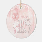 String Lights & Balloons Sweet 16 Roos Gold ID473 Keramisch Ornament (Links)