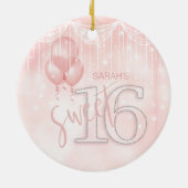 String Lights & Balloons Sweet 16 Roos Gold ID473 Keramisch Ornament (Achterkant)