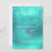 String Lights & Balloons Sweet 16 TealPurple ID473 Kaart (Achterkant)