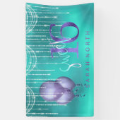 String Lights & Balloons Sweet 16 TealPurple ID473 Spandoek (Verticaal)