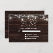 String Lights Barn Mason Jar BBQ Wedding RSVP Kaartje (Voorkant / Achterkant)