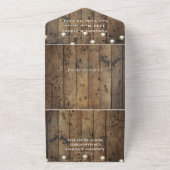 String Lights Barn Rustic Wood All In One Uitnodiging (Buitenkant)