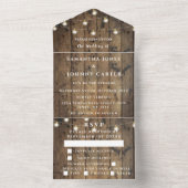 String Lights Barn Rustic Wood All In One Uitnodiging (Binnen)