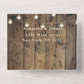 String Lights Barn Rustic Wood All In One Uitnodiging (Achterkant)