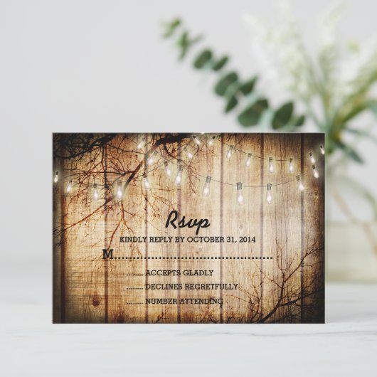 String Lights  Barn Wood Wedding RSVP (Staand voorkant)