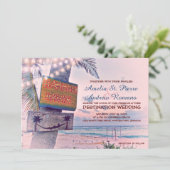 String Lights Beach Destination Uitnodiging voor e (Staand voorkant)