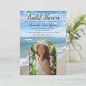 String Lights Beach Vrijgezellenfeest Arch Foto Kaart (Staand voorkant)