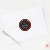 String Lights Bedankt Zwart en Rood Ronde Sticker (Envelop)