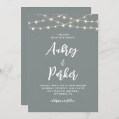 String Lights BEWERKBARE KLEUR Bruiloft uitnodigin Kaart (Voorkant / Achterkant)