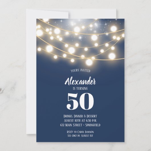 String Lights Birthday Party Kaart (Voorkant)