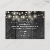 String Lights Black Barn Wood Wedding Dank u Plaatskaartje (Achterkant)