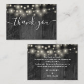 String Lights Black Barn Wood Wedding Dank u Plaatskaartje (Voorkant / Achterkant)