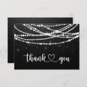String Lights Black White Flat - Hartelijk dank Bedankkaart (Voorkant / Achterkant)