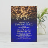 String Lights blauw en goud verlovingsfeest Kaart (Staand voorkant)