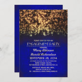 String Lights blauw en goud verlovingsfeest Kaart (Voorkant / Achterkant)