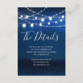 String Lights Blauw en Zilver Wedding Details Kaar Informatiekaartje (Voorkant)