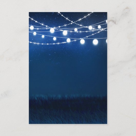 String Lights Blauw en Zilver Wedding Details Kaar Informatiekaartje (Achterkant)