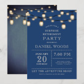 String Lights Blauw Verrassing Pensioen Partij Kaart (Voorkant / Achterkant)