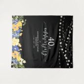 String Lights & Bloemen 40e Huwelijksjubileum Wandkleed (Voorkant (horizontaal))