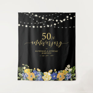 String Lights & Bloemen 50ste Huwelijksjubileum Wandkleed