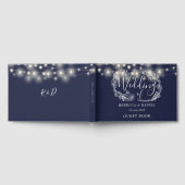 String Lights Bloemen Navy Blauw Bruiloft Gastenboek (Volledig)