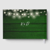 String Lights Bloemen Rustiek Groen Hout Bruiloft Gastenboek (Achterkant)