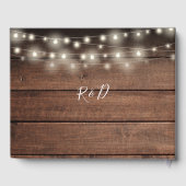 String Lights Bloemen Rustieke Houten Bruiloft Gastenboek (Achterkant)