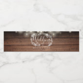 String Lights Bloemen Rustieke Houten Bruiloft Waterfles Etiket (Enkel label)