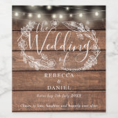 String Lights Bloemen Rustieke Houten Bruiloft Wijn Etiket (Enkel label)