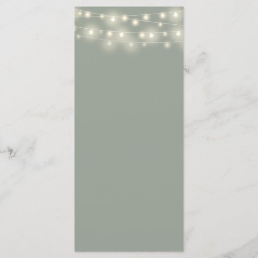 String Lights Bloemen Sage Groene Bruiloft Menu (Achterkant)