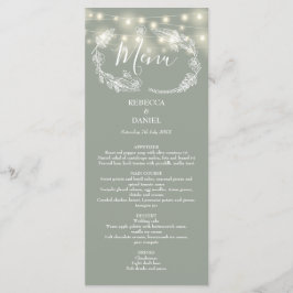 String Lights Bloemen Sage Groene Bruiloft Menu